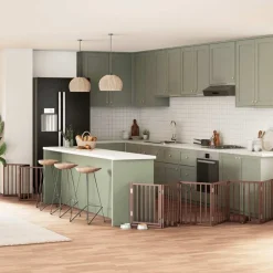 vidaXL Puerta de perros plegable 9 paneles madera álamo marrón 450 cm Marr&oacute;n Clearance