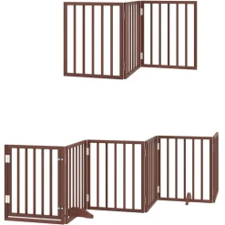 vidaXL Puerta de perros plegable 9 paneles madera álamo marrón 450 cm Marrón Clearance