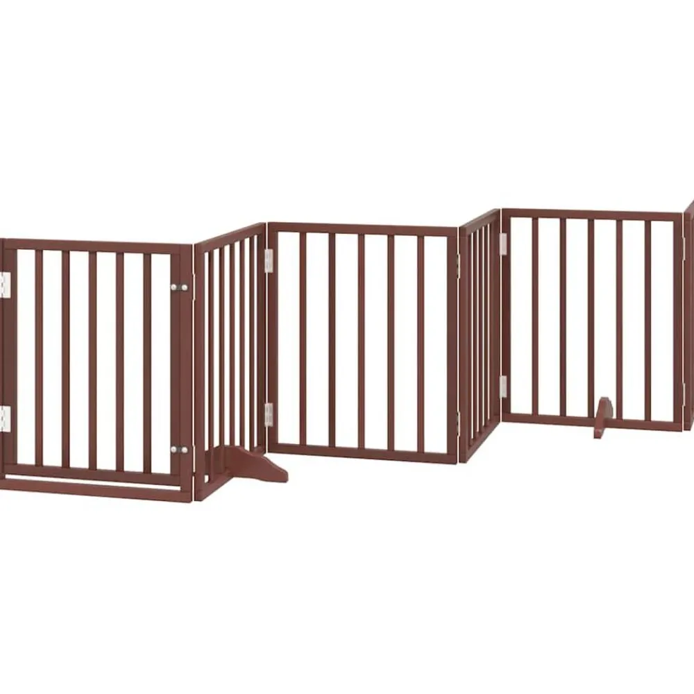 vidaXL Puerta de perros plegable 9 paneles madera álamo marrón 450 cm Marrón Clearance