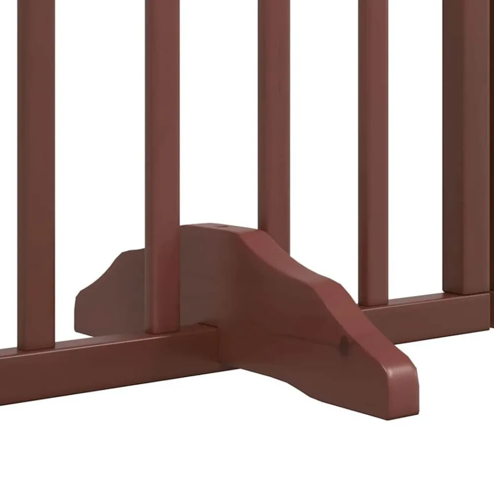 vidaXL Puerta de perros plegable 9 paneles madera álamo marrón 450 cm Marrón Clearance