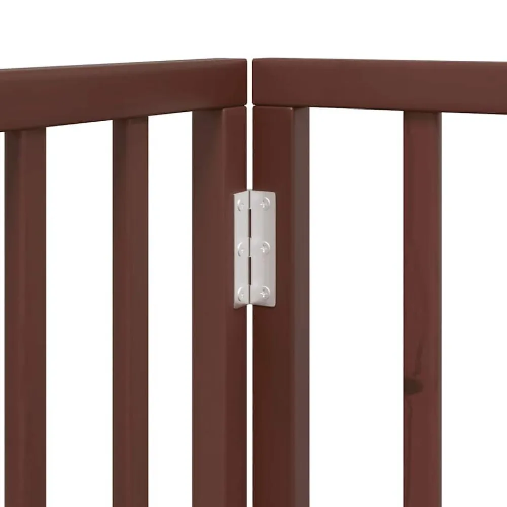 vidaXL Puerta de perros plegable 9 paneles madera álamo marrón 450 cm Marrón Clearance