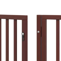 vidaXL Puerta de perros plegable 9 paneles madera álamo marrón 450 cm Marrón Clearance