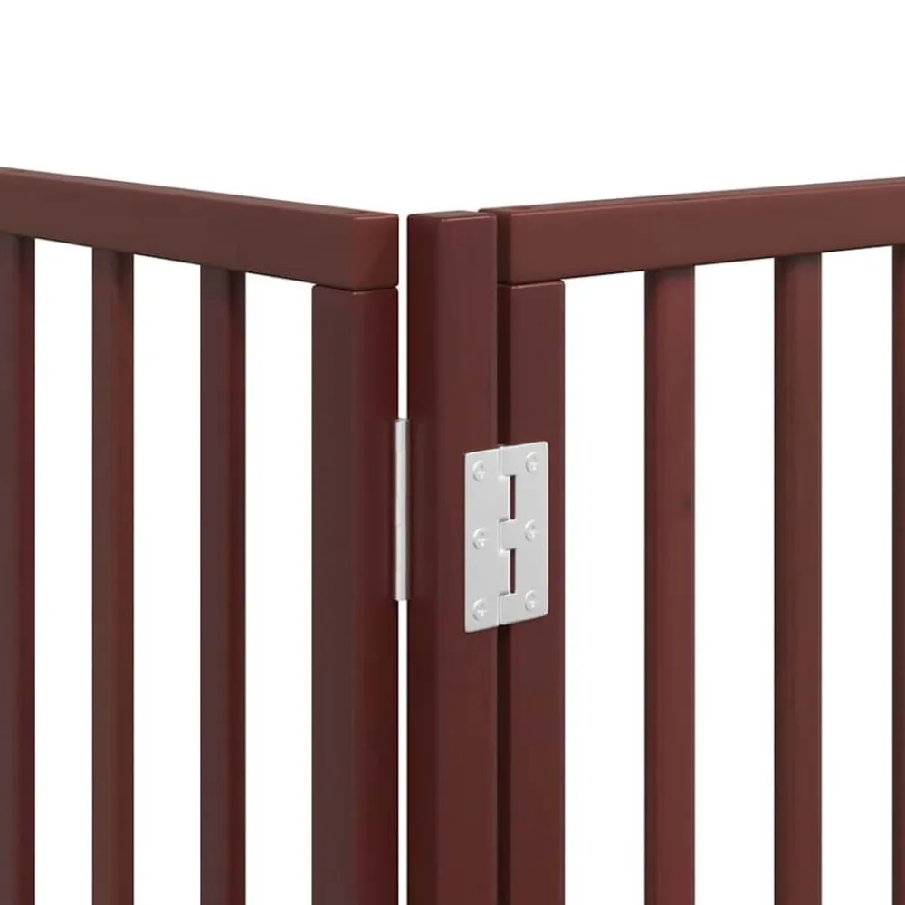 vidaXL Puerta de perros plegable 9 paneles madera álamo marrón 450 cm Marrón Clearance