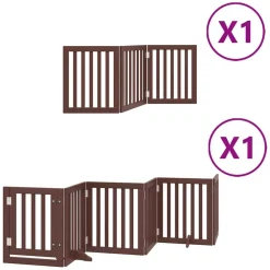 vidaXL Puerta de perros plegable 9 paneles madera álamo marrón 450 cm Marr&oacute;n Outlet
