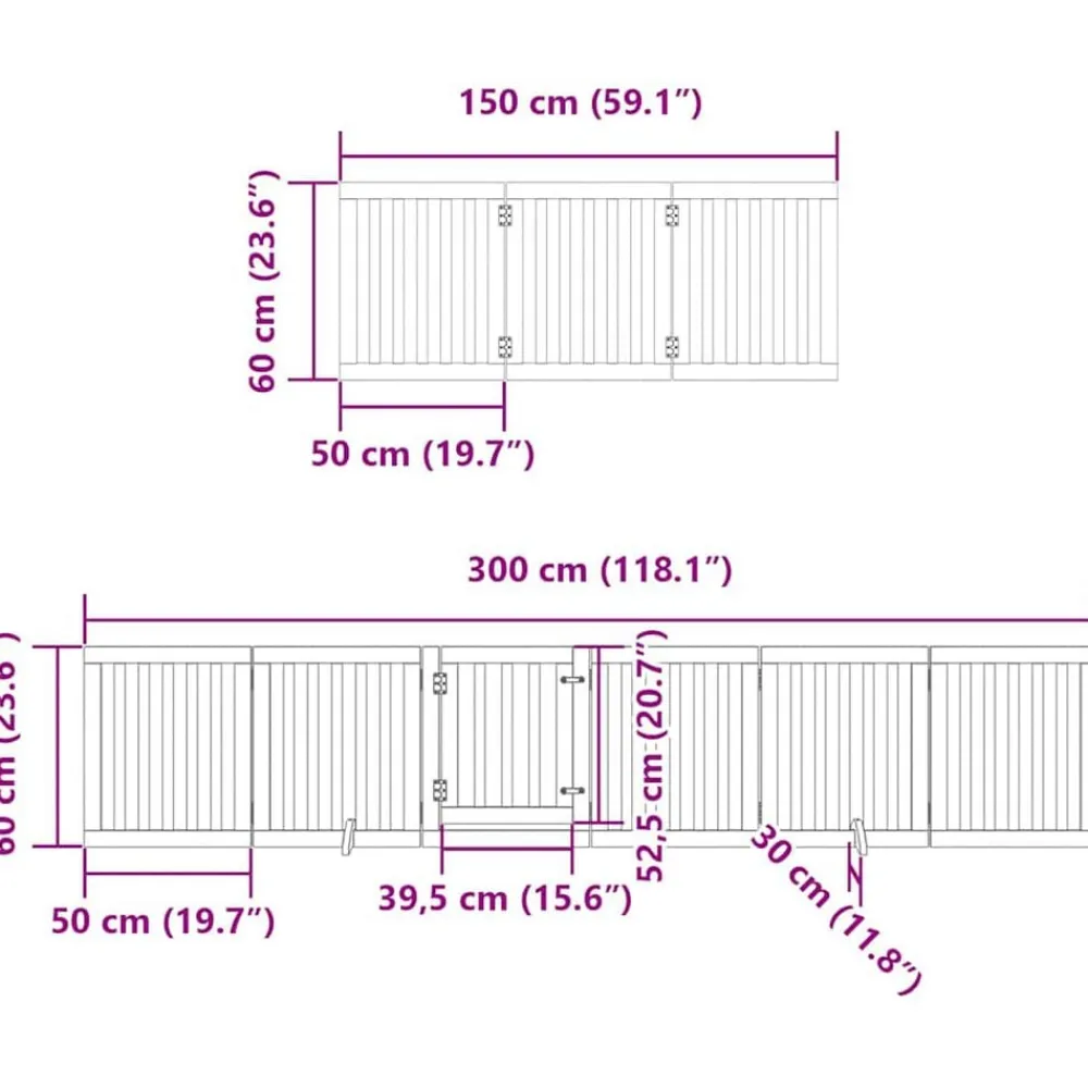 vidaXL Puerta de perros plegable 9 paneles madera álamo marrón 450 cm Marrón Outlet
