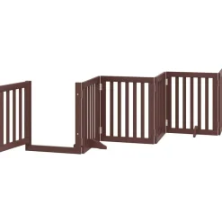 vidaXL Puerta de perros plegable 9 paneles madera álamo marrón 450 cm Marrón Outlet