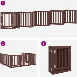 vidaXL Puerta de perros plegable 9 paneles madera álamo marrón 450 cm Marrón Outlet