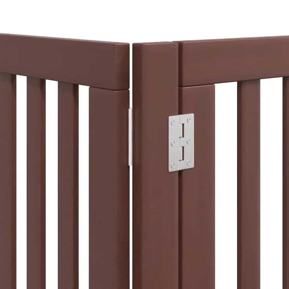vidaXL Puerta de perros plegable 9 paneles madera álamo marrón 450 cm Marrón Outlet