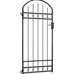 vidaXL Vallas De Jardín-Puerta de valla Assen con arco superior de acero, 89x200 cm, negro