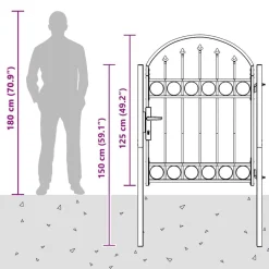 vidaXL Vallas De Jardín-Puerta de valla Assen con arco superior de acero, 102 x 125 cm, negro
