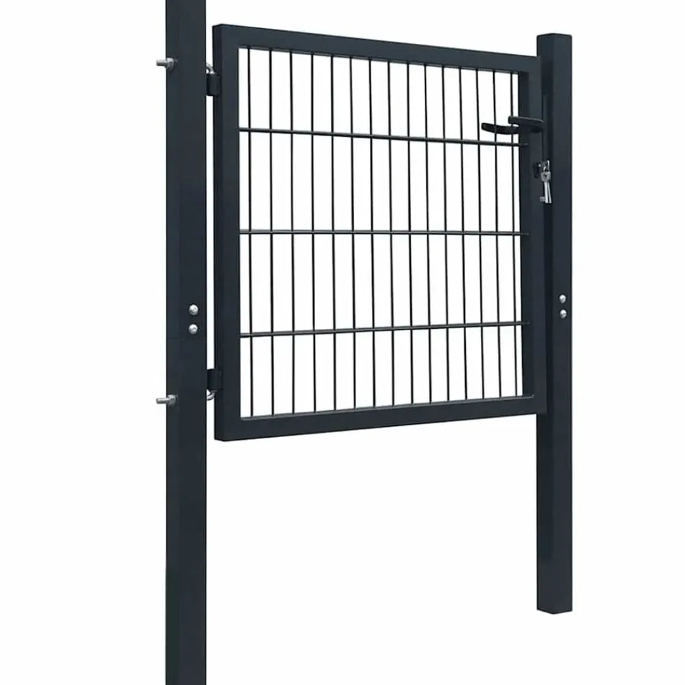 vidaXL Puerta de valla 2D (individual) antracita 100x80 cm Gris Clearance