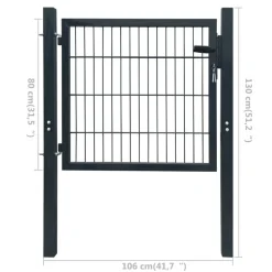 vidaXL Puerta de valla 2D (individual) antracita 100x80 cm Gris Clearance