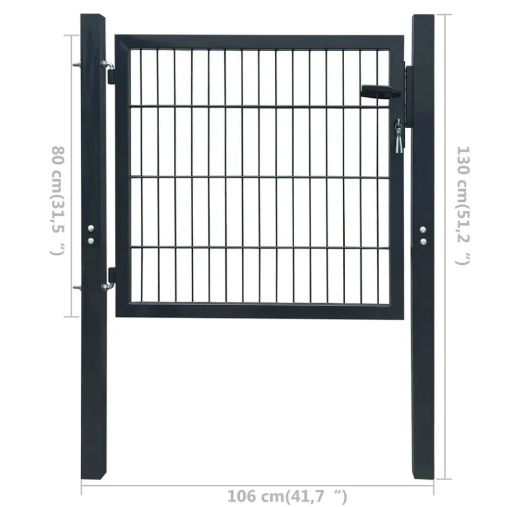 vidaXL Puerta de valla 2D (individual) antracita 100x80 cm Gris Clearance