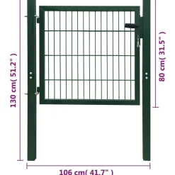 vidaXL Puerta de valla 2D (individual) 100x80 cm Verde Clearance