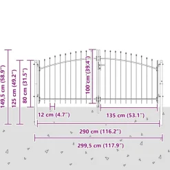 vidaXL Vallas De Jardín-Puerta de valla de doble puerta Woerden con punta de lanza 299,5x149,5 cm