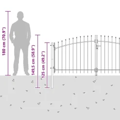 vidaXL Vallas De Jardín-Puerta de valla de doble puerta Woerden con punta de lanza 299,5x149,5 cm