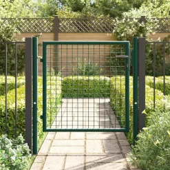 vidaXL Vallas De Jardín-Puerta de valla de acero 100 x 75 cm verde