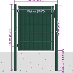 vidaXL Vallas De Jardín-Puerta de valla de PVC y acero 100 x 81 cm