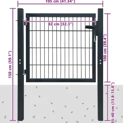 vidaXL Puerta de valla de acero de 100x100 cm Antracita