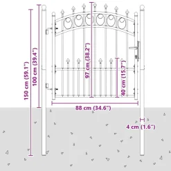 vidaXL Puerta de valla Emmen con pinchos de acero, 104x97 cm, Verde