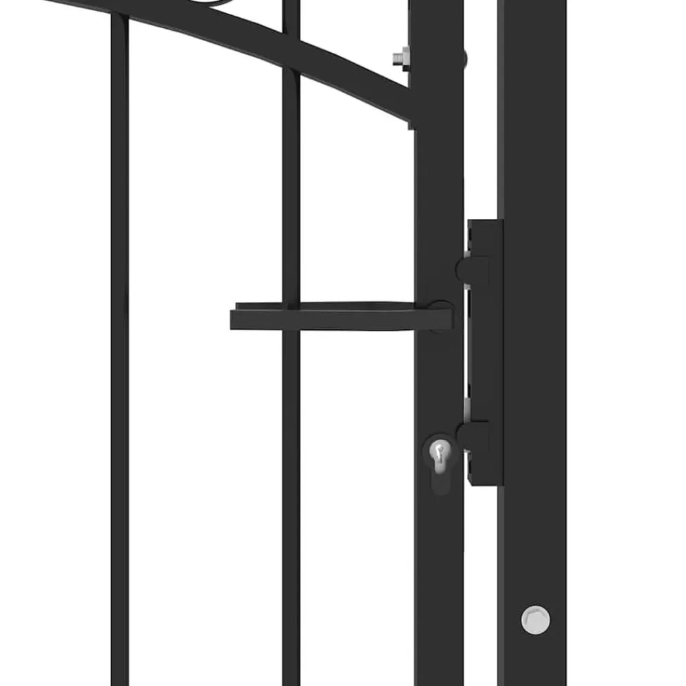 vidaXL Puerta de valla Emmen con pinchos de acero, 104x87 cm, Negro New