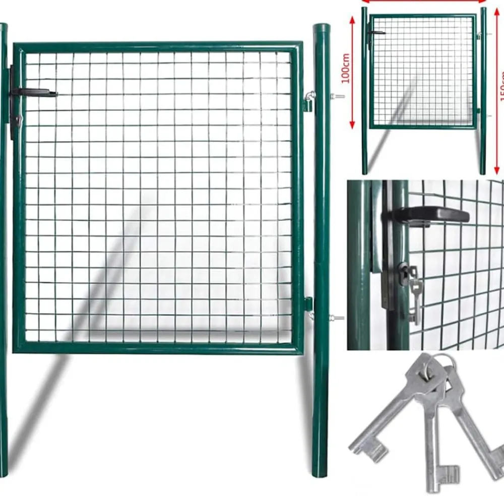 vidaXL Puerta de valla individual de 100x100 cm acero con recubrimiento en polvo New
