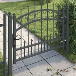 vidaXL Puerta de valla Kampen con punta de lanza negra, 103x75 cm, acero Hot