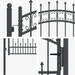 vidaXL Puerta de valla Kampen con punta de lanza negra, 103x75 cm, acero Hot