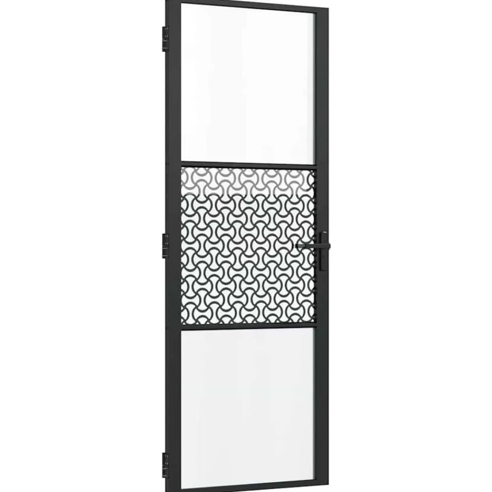 vidaXL Puerta de Vidrio Calado 76 x 3.5 x 201.5 cm Aluminio Negro Clearance