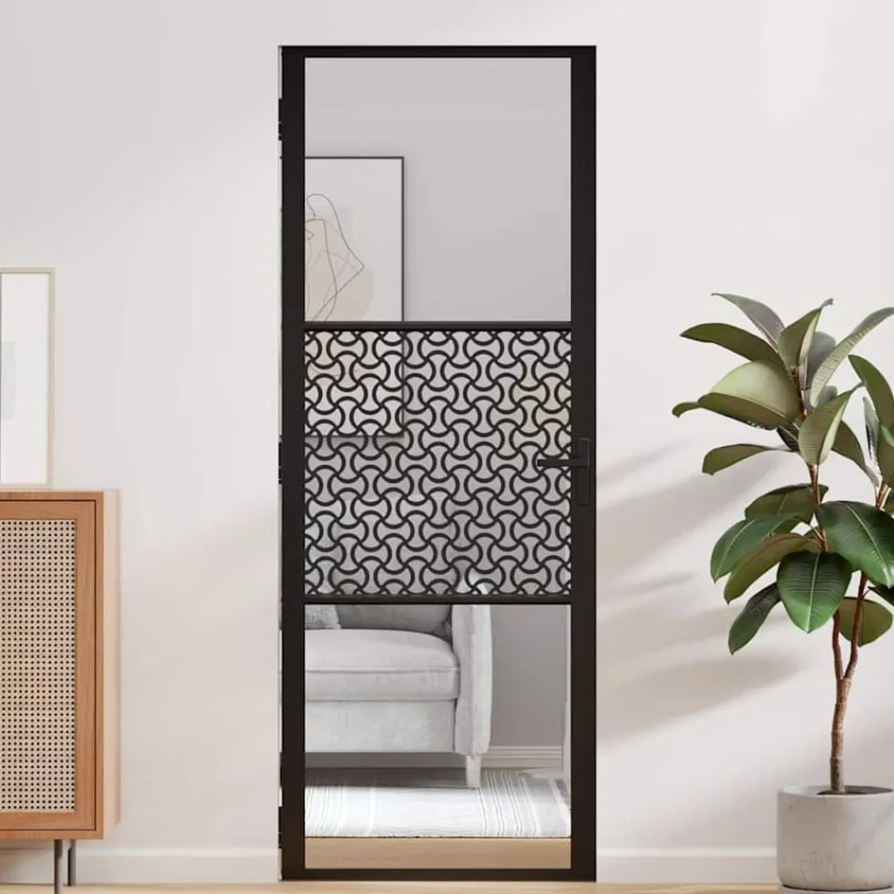 vidaXL Puerta de Vidrio Calado 76 x 3.5 x 201.5 cm Aluminio Negro Clearance