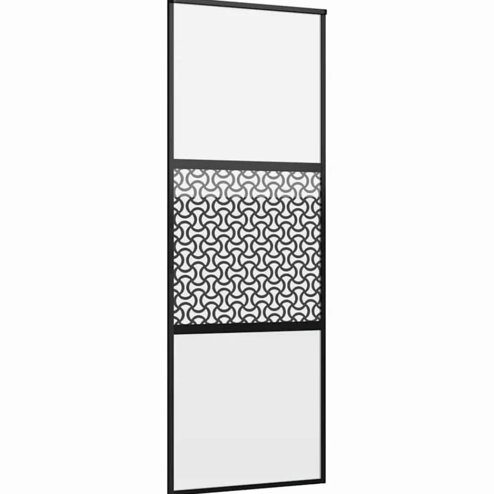 vidaXL Puerta de Vidrio Calado Negro 90 x 2 x 205 cm Aluminio Clearance