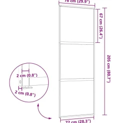 vidaXL Puerta de Vidrio Calado Negro 90 x 2 x 205 cm Aluminio Clearance