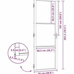 vidaXL Materiales De Construcción-Puerta de Vidrio Rayado 76 x 3.5 x 201.5 cm Aluminio