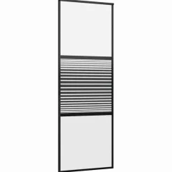 vidaXL Materiales De Construcción-Puerta de Vidrio Rayado Negro 90 x 2 x 205 cm Aluminio