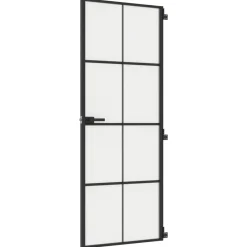 vidaXL Materiales De Construcción-Puerta interior delgada negra vidrio y aluminio 76x201,5 cm
