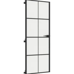 vidaXL Materiales De Construcción-Puerta interior delgada negra vidrio y aluminio 76x201,5 cm