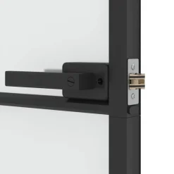 vidaXL Materiales De Construcción-Puerta interior delgada negra vidrio y aluminio 76x201,5 cm