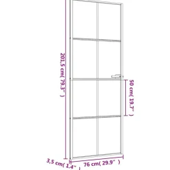 vidaXL Materiales De Construcción-Puerta interior delgada negra vidrio y aluminio 76x201,5 cm