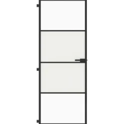 vidaXL Materiales De Construcción-Puerta interior delgada negra vidrio y aluminio 76x201,5 cm