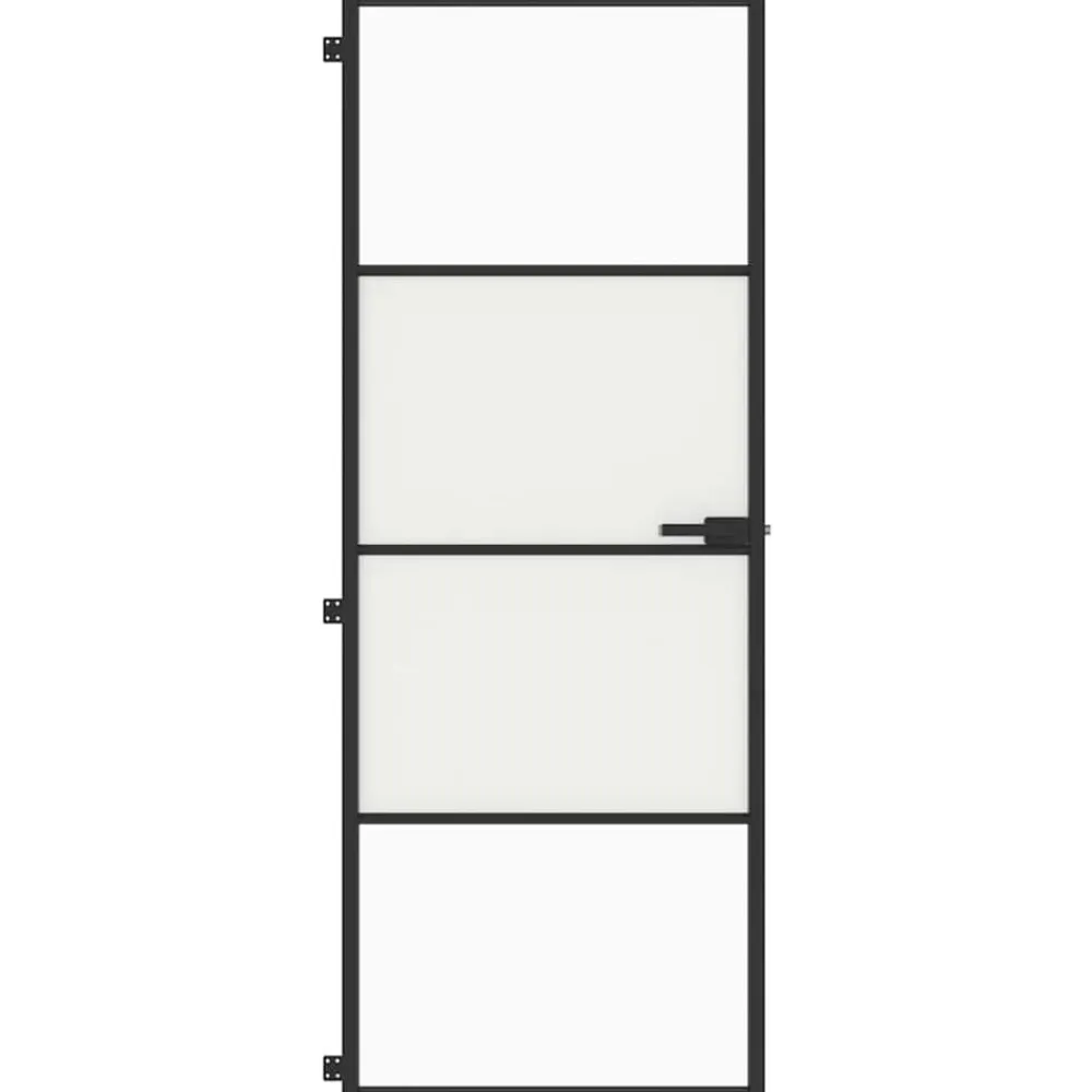 vidaXL Materiales De Construcción-Puerta interior delgada negra vidrio y aluminio 76x201,5 cm