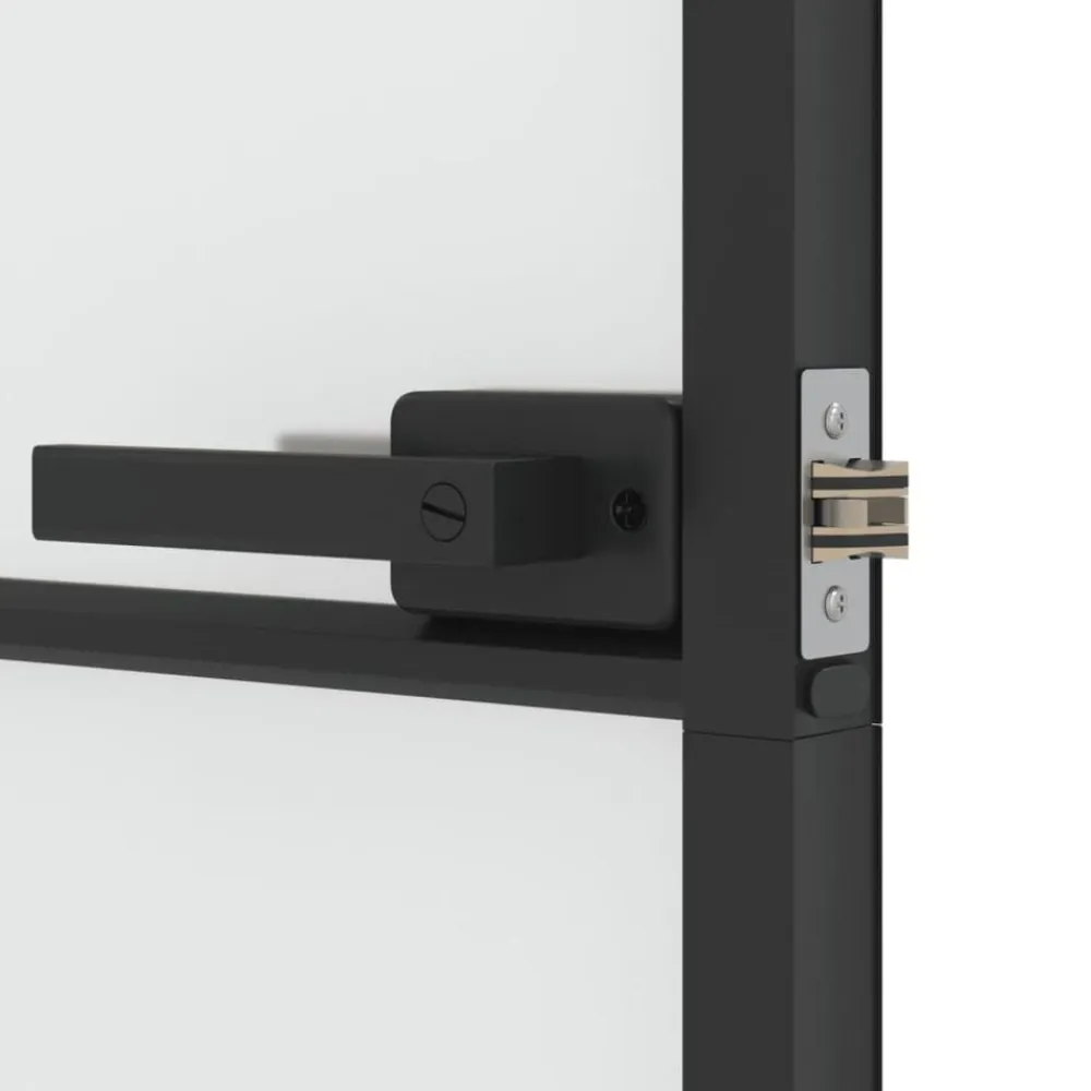 vidaXL Materiales De Construcción-Puerta interior delgada negra vidrio y aluminio 76x201,5 cm
