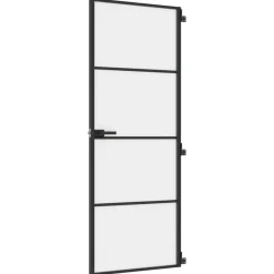 vidaXL Materiales De Construcción-Puerta interior delgada negra vidrio y aluminio 76x201,5 cm