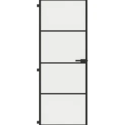 vidaXL Materiales De Construcción-Puerta interior delgada negra vidrio y aluminio 76x201,5 cm
