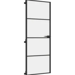 vidaXL Materiales De Construcción-Puerta interior delgada negra vidrio y aluminio 76x201,5 cm