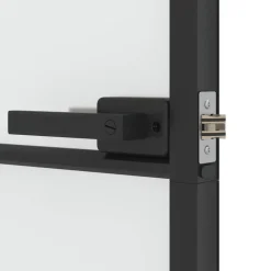 vidaXL Materiales De Construcción-Puerta interior delgada negra vidrio y aluminio 76x201,5 cm