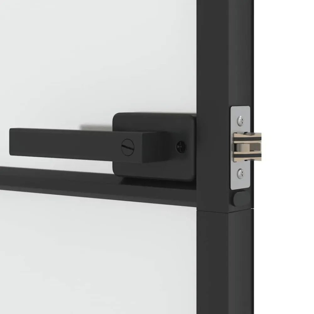 vidaXL Materiales De Construcción-Puerta interior delgada negra vidrio y aluminio 76x201,5 cm