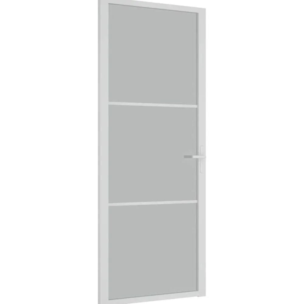 vidaXL Puerta interior de vidrio y aluminio blanco mate 83x201,5 cm Blanco y escarcha