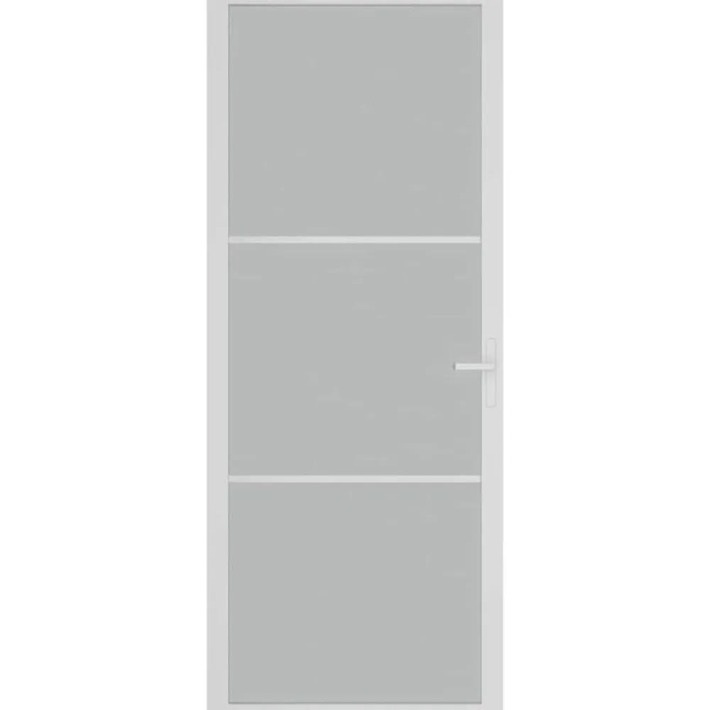vidaXL Puerta interior de vidrio y aluminio blanco mate 83x201,5 cm Blanco y escarcha