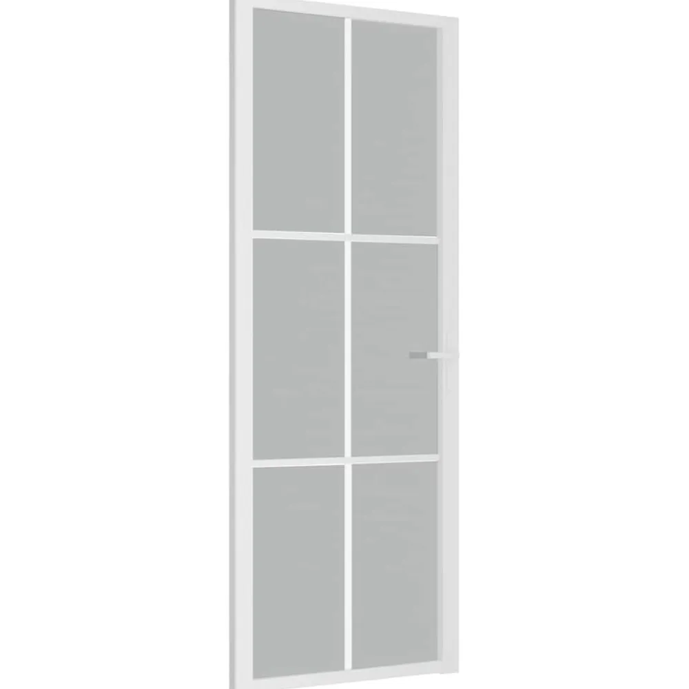 vidaXL Puerta interior de vidrio y aluminio blanco mate 76x201,5 cm Blanco y escarcha Online