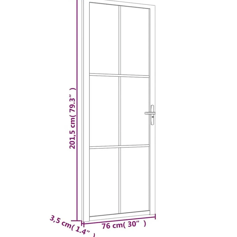 vidaXL Puerta interior de vidrio y aluminio blanco mate 76x201,5 cm Blanco y escarcha Online